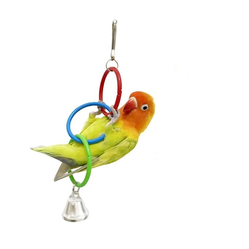MUYYIKA バードトイ 鳥おもちゃ 鳥用 コットン オウムブランコ 吊下げタイプ玩具 セキセイインコおもちゃ 取り付け簡単 小・中型鳥用(3つのリング)