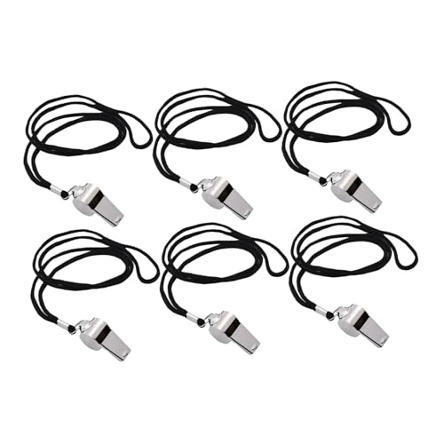 Set de 6 silbatos deportivos de acero inoxidable con bandolera miniatura 1