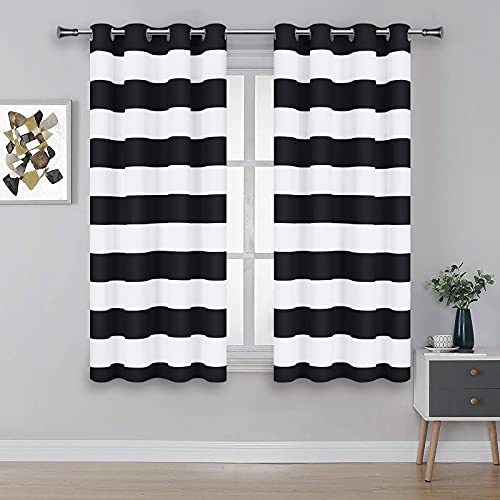 Vertkrea Stripe Window Curtain Striped Room Window Treatment Grommet Curtains 52 × 63 Inches Stripes Drapes For Bedroom Living Room, Black, Set Of 2 Panels #TOP1