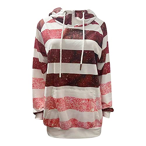 Briskorry Dames rolkraag winter capuchontrui met trekkoord splitsen strepen hoodie sweatshirt met zak casual lange mouwen capuchon bovenstuk bovenstuk bovenkleding - Image 4