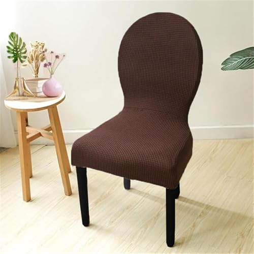 ASYBFLI Fundas elásticas for sillas de Comedor con Respaldo Redondo, diseño Curvo, Color Blanco Liso, Ajuste elástico for una fácil instalación y protección, 1/2/4/6 Unidades(Brown,1pcs)