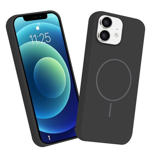 For iPhone 12Mini 13Mini�p �P�[�X MagSafe�Ή� �V���R�� �ϏՌ� �w��h�~ ����~�� �y�� �Ռ��z�� �g�уP�[�X �ČRMIL�K�i�擾 �}�O�l�b�g���� ���C�����X�[�d�Ή� For�A�C�t�H�� 13Mini�p (�u���b�N)