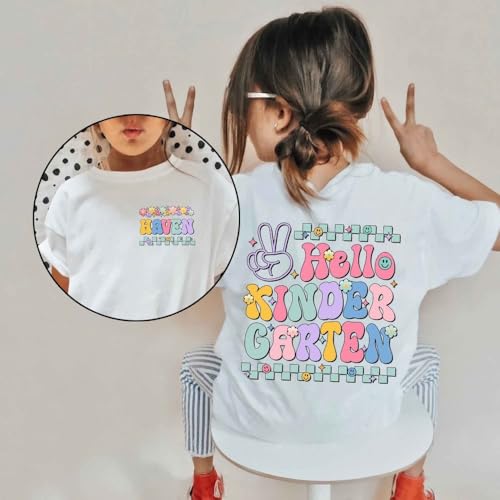 Hello Kindergarten Outfit Girl Custom Name - Kindergarten Outfits for Girls - First Day of Kindergarten Shirt for Girls - Girls Kindergarten Shirt4