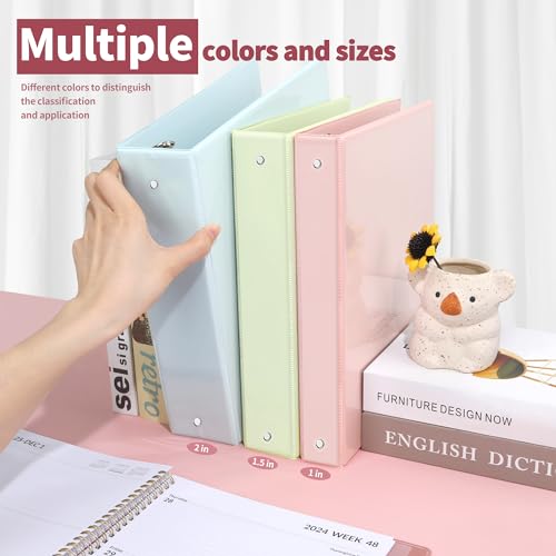 sunee 3 ring binder 15 inch 2 pack clear view binder three ring pvc-free fit 85x11 inches for school or office supplies pink