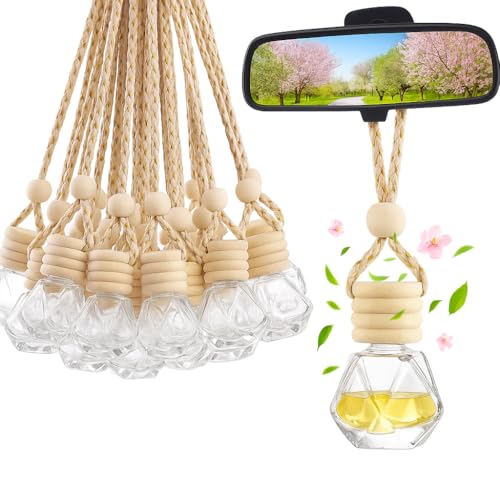 30 Piezas Botella de ambientador Coche vacio vacía,Colgante de Botella de Fragancia de ambientador de 8 ml,difusor de Aceite Esencial de Perfume Recargable,para Oficina en casa del automóvil