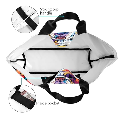 Dog Breed Glass Art Women Shoulder Handbags Reusable Large Capacity Casual Tote Bag3