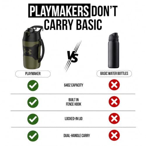 Image of Under Armour Insulated Water Bottle with Handle & Fence Hook, Half Gallon Sports Water Jug, Leak-Resistant & BPA-Free for Baseball, Football & Gym - Marine OD Green, 64oz