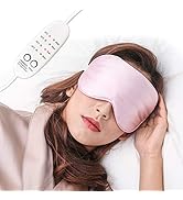 Real Silk Heated Eye Mask, Reusable USB Electric Soft Sleeping Mask with Temperature and Time Con...