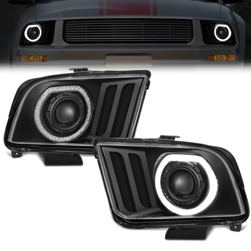 ELH LED Projector DRL Headlight Assembly Fit For 2005-2009 Ford Mustang LED 2005 2006 2007 2008 2009 05 06 07 08 09 Mustang Headlamp