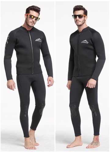 Chaqueta de Neopreno 3MM para Hombre, Manga Larga, Negra, Traje Seco para Triatlón, Tops para Surf y Natación miniatura 6
