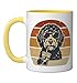 Retro Goldendoodle Iced Coffee Funny Doodle Dog Mom Sunset Ceramic Mug, Yellow/White
