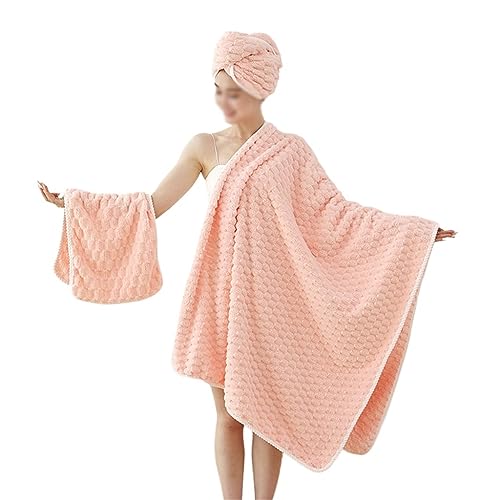 Toalla juego de 3 piezas con gorro de ducha de terciopelo coral absorbente 2
