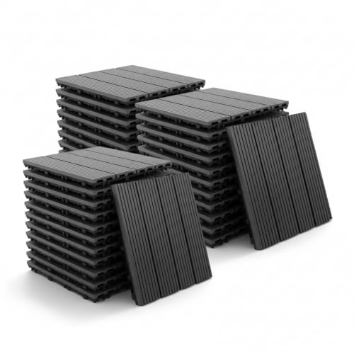 Baroni Home Piastrelle per Esterno a Incastro in PP, Set 40 Pezzi, Pavimentazione Modulare Resistente agli Agenti Atmosferici, per Giardino, Terrazzo, Balcone e Patio, 29x29x2 cm (Grigio)