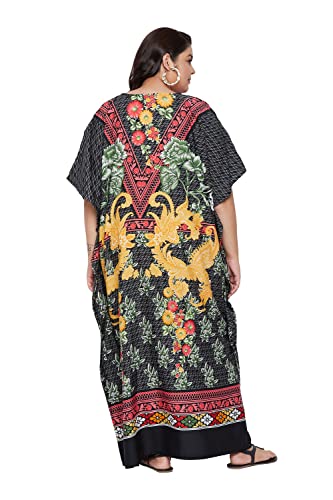 Image of Oussum Women Long Maxi Plus Size Polyester Kaftan Gown, Womens Kaftan Dresses Lounge Resort Wear, Plus Size Kaftan