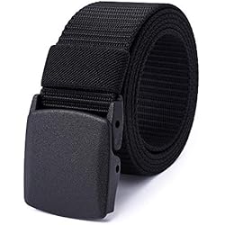 Cinta Corredera Mile High Life Cinturón de red de nylon Cinturón militar exterior Hebilla plástica segura TSA (Negro)