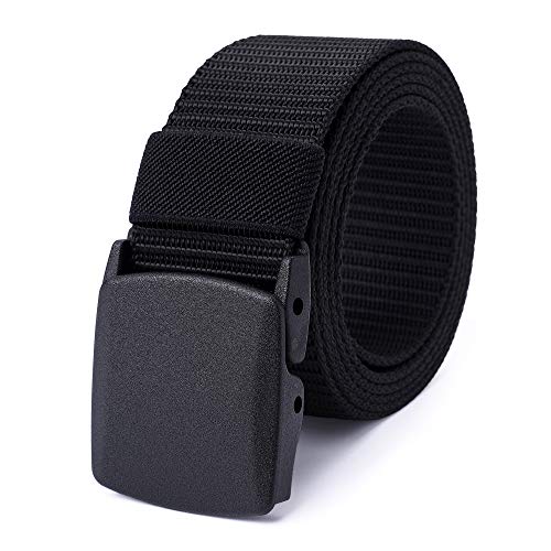 Mile High Life Nylon Web Belt Outdoor Military Belt With TSA Safe Plastic Buckle Belt Black