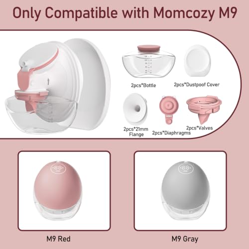 Image of 2 Sets 21mm Full Breast Pump Kits Compatible with Momcozy Upgraded Mobile Flow M9, Including 21mm Flange*2, Valve*2, Diaphragm*2, Bottle*2