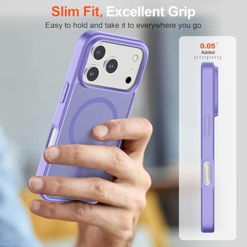 Image of SUPFINE Magnetic for iPhone 17 Pro Max Case (Compatible with MagSafe)(Military Grade Drop Protection) Translucent Matte Shockproof with Anti-Fingerprint Phone Cover 2025,Purple