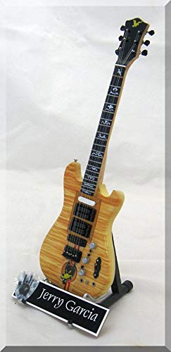 JERRY GARCIA Guitare Miniature WOLF avec médiator - Les Beatles, Paul McCartney, John Lennon, RIngo Starr, George Harrison JERRY GARCIA Guitare Miniature WOLF avec médiator