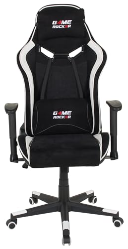 GAME ROCKER Gaming Stuhl G-30 Mikrofaser schwarz/weiß, bis 110 kg belastbar