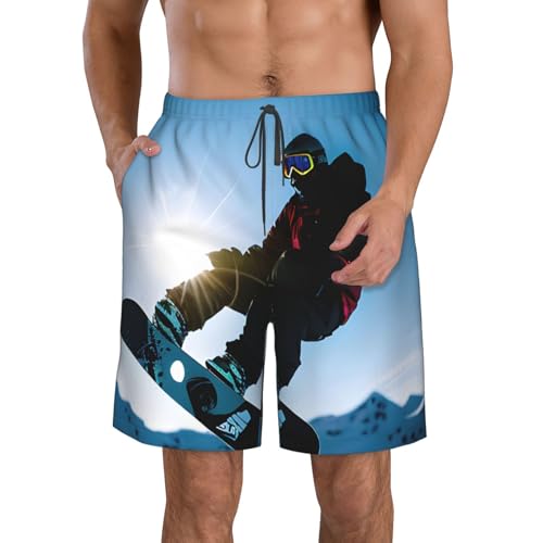 Snowboarding Picture Print Stylish Beach Shorts Swim Trunks Lightweight Breathable Summer Outdoor Activities