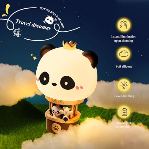 Lámpara de Mesa Infantil Panda Globo Aerostático Recargable miniatura 4