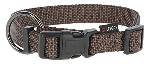 GOLEYGO dog leash Flat + collar, brown, size S 1.4-2m, secure magnetic lock, incl. Adapter pin