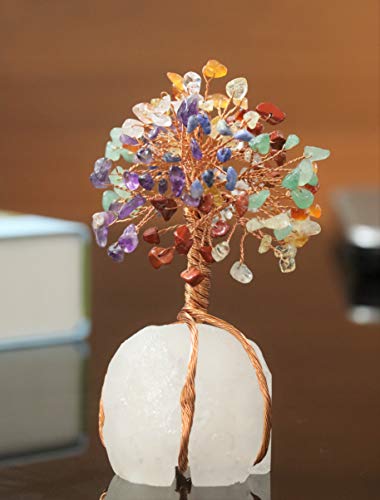 Image of Crocon 7 Chakra Crystals Tree of Life with Quartz Base, Birthday Gifts for Women, Men, Crystal Room & Home Decor, Birthday Gifts for Mom, Crystals and Healing Stones for Sister Presents, Money Tee
