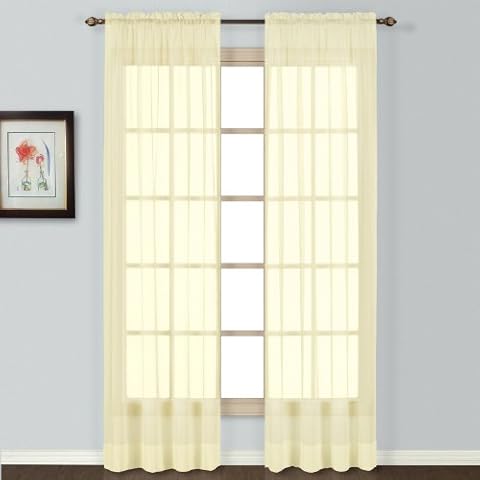 United Curtain Batiste Semi-Sheer Window Curtain Panel, 54 by 84-Inch, Yellow Cover