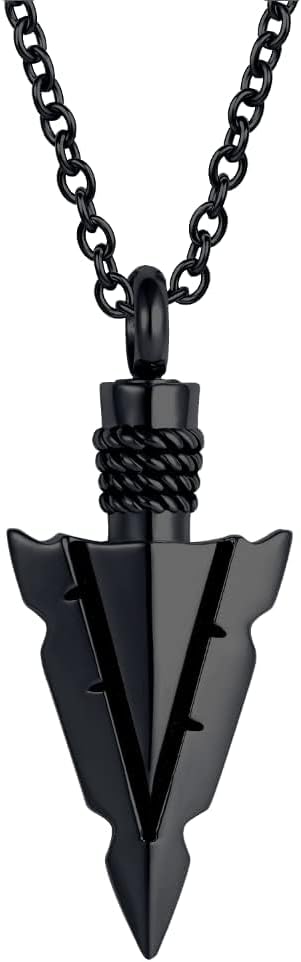 Spearpoint Arrowhead Urn Neckalce for Ashes Stainless Steel Ash Holder Cremation Keepsakes Memorial Pendant for Men Women