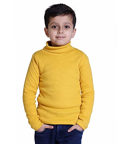 Image of Hyneck Sweater in Yellow Color Baby Casual Winter Full Sleeve Kids Every Wear High Neck for Baby Boys and Baby Girls Skivvy /Skeeve /Skivi Sweater Set