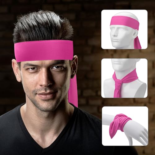 Image of ONUPGO 18Pcs Head Ties for Men Women, Adjustable Headbands Sports Sweatband Ninja Ties Head Band, Sweat Wicking Workout Headband for Sports, Running, Tennis, Yoga, Soccer, Karate