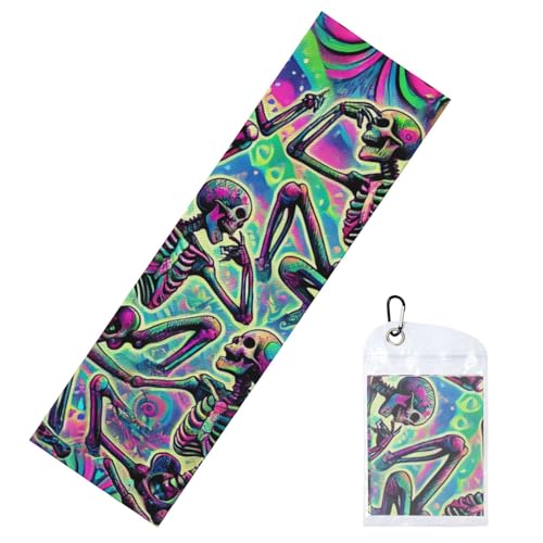 Augenstern 12x40in Cooling Towel Psychedelic-Halloween-Skeletons Cooling Neck Wraps Instant Cooling Towel