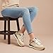 CUSHIONAIRE Kicks Fashion Sneakers for Women, Lightweight Non-Slip Lace Up Spring Shoes with Memory Foam Insole, TAN/Black 7