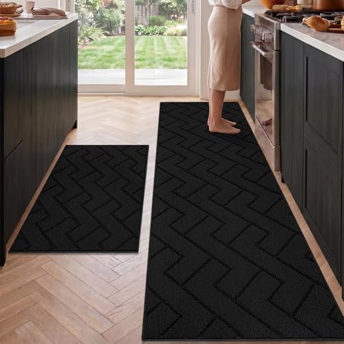 Image of hicorfe Kitchen Runner Rug,24 inchx71 inch+24 inchx35 inch Kitchen Set,Non-Slip Kitchen Mat