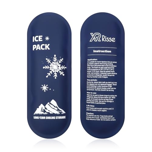 Ice Packs for Insulin Cooler Travel Case,Diabetes Ice Packs for Insulated Medication Bag,Reusable Ice Pack for Travel,Mini Packs Suitable for Most Medication Cooler Travel Case（2 Packs）