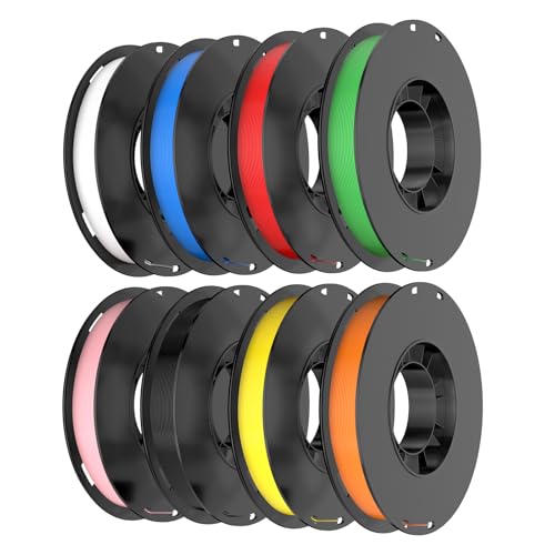 8-Color PLA Filament Bundle for 3D Printers 1.75 mm, 8 Pack Filament Refills, 269 FT 250 g Per Spool, 2 kg in Total, White, Black, Red, Blue, Yellow, Green, Orange Yellow, Sakura Pink