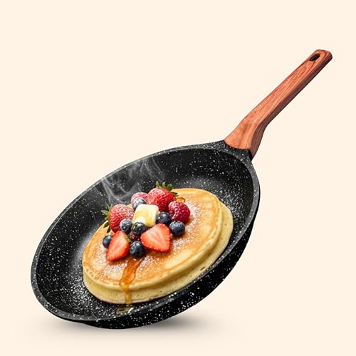 Image of kyyte CosmoTein Die Cast Non Stick Frying Pan 24 cm Dia, Pasta,Saute Pan,Nonstick Fry Pan with 5 Layer Coating,Gas & Induction Stove Friendly,Dishwasher Safe, PFOA&PFOS Free,Safe Healthy&Toxic-Free.