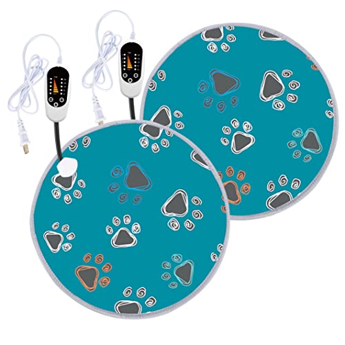 furrybaby Pet Heating Pad, Waterproof Dog Heating Pad Mat for Cat with Durable Anti-Bite Tube Indoor for Puppies Dogs Cats (1 Pack Black, Round 12in, Temp Adjustable)
