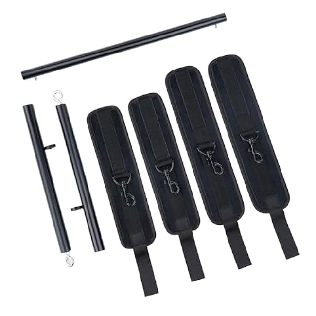 Heavy Duty Stainless Steel Expandable Spreader Bar with 4pcs Furry Detachable Adjustable Straps,Workout Bar for Home Indoor Gym Training Kit