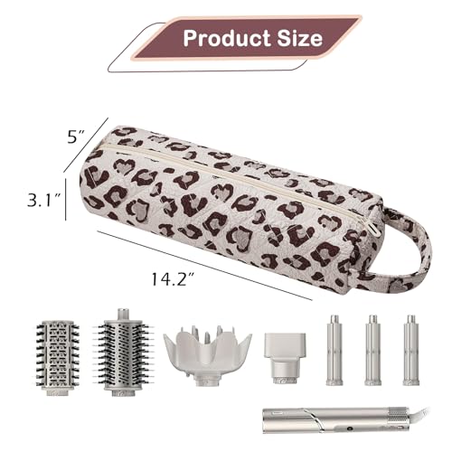 Image of RSRSLEII Quilted Hair Tools Travel Bag，Hair Styling Accessories Storage Case for Shark FlexStyle, Dyson Airwrap Hair Dryer, Curling Iron, Revlon Hair Tools，Portable and foldable(02Leopard print)