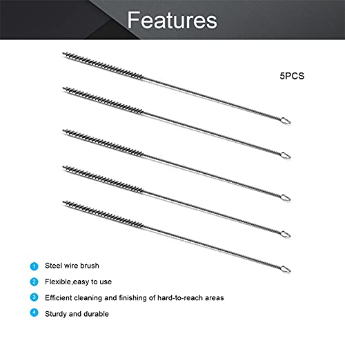 Image of Utoolmart Steel Wire Cleaning Brush, Spiral Power Tube Brush, Steel Wire Tube Brush Cleaning Tool, Tube Bottle Brush, 0.2-inch Diameter 12-inch Length, 5pcs