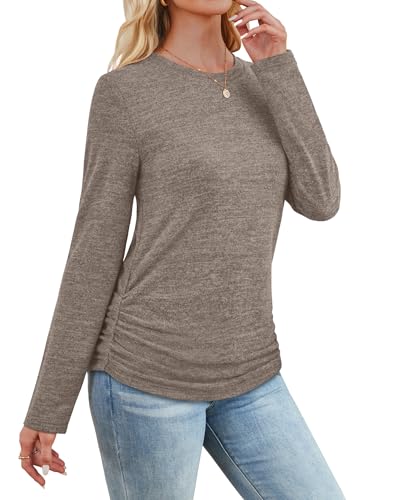 SAMPEEL Womens Sweaters Long Sleeve Shirts Fall Fashion 2025 Trendy Tops Ruched Outfits Winter Clothing3