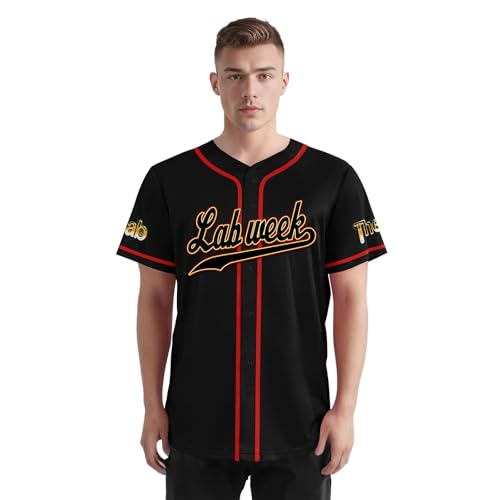 Lab Week Custom Baseball Jersey, Personalized Lab Story Softball Button Down Shirts for Science Party miniatura 2