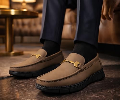 Image of Kraasa Men's Casual Loafers | Synthetic Leather Upper | Comfortable PU Sole | Slip-On Buckle Office, Party Shoes