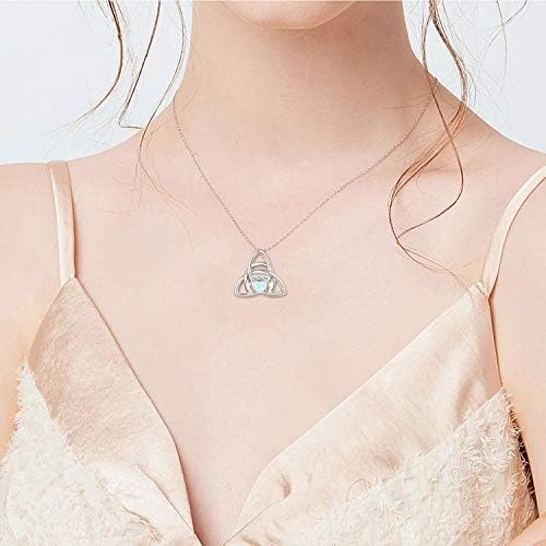 Celtic Knot Necklace, Synthetic Opal 