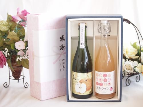 感謝の贈り物ボックス果物リキュール桃×梨特集2本セット(アデカ ももワイン甘口 5度(千葉県) アデカ 千葉県産甘口梨シードル6度(長野県)) 720ml×1本 750ml×1本