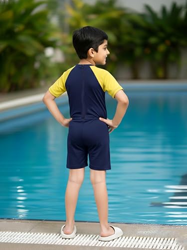 Image of KiddoPanti Boys & Girls Half Sleeve Mid Thigh Length Swim Suit