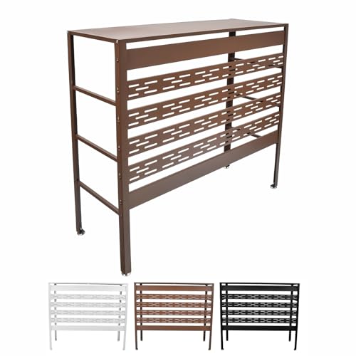 kaitou 室外機カバー エアコン室外機カバー 大型 日よけ エアコンカバーラック ルーバー 目隠し 節電 遮光 省エネ 多肉棚 ガーデニング ブラウン