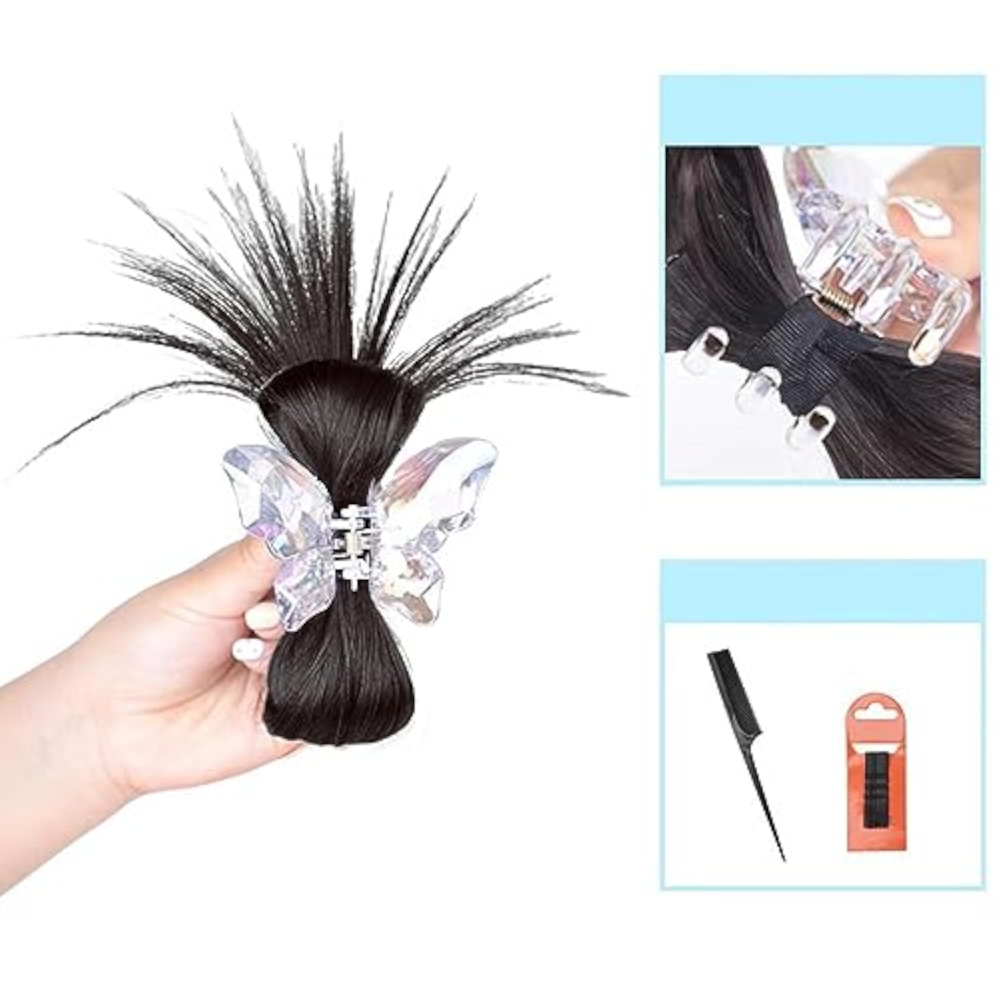 Butterfly Hair Claw Clip with Wigs, Makeup Accessory